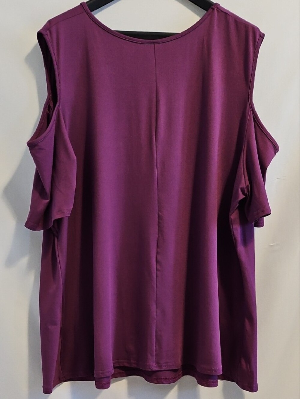 3X Allegrace Purple Cold Shoulder Short Sleeve Tunic Top - Plus Size  Excellent - Picture 8 of 9